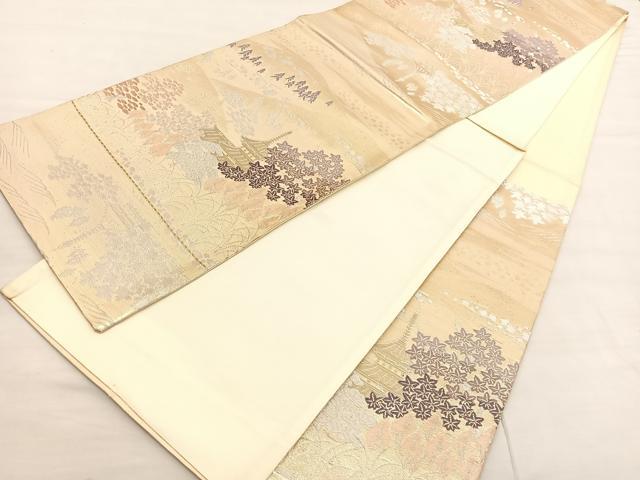 平和屋着物◎六通柄袋帯 名所風景文 金銀糸 正絹 逸品 BAAV1759hv