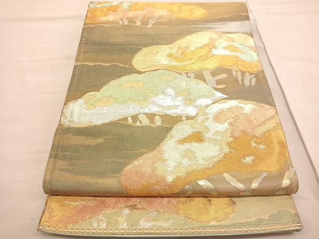 平和屋着物◎六通柄袋帯 老松 金銀糸 正絹 逸品 BAAV1761hv