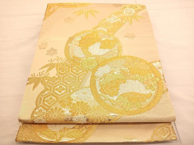 平和屋着物◎六通柄袋帯 古都の調 花蝶丸文 金銀糸 正絹 逸品 BAAV1762hv
