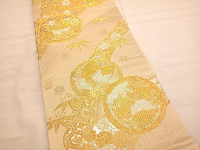 平和屋着物◎六通柄袋帯 古都の調 花蝶丸文 金銀糸 正絹 逸品 BAAV1762hv