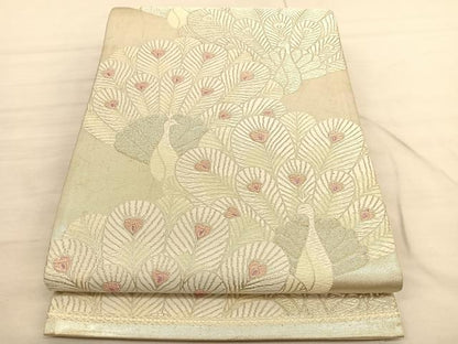 平和屋着物◎六通柄袋帯　唐織　孔雀　金銀糸　やまとオリジナル　正絹　逸品　BAAV1793hv