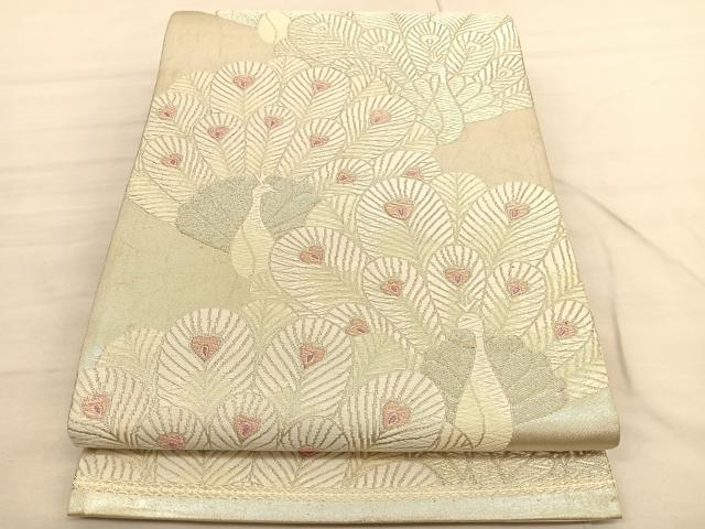 平和屋着物◎六通柄袋帯　唐織　孔雀　金銀糸　やまとオリジナル　正絹　逸品　BAAV1793hv