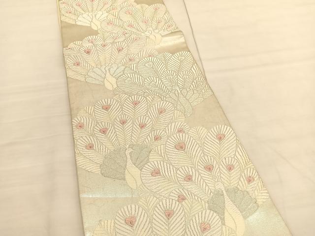 平和屋着物◎六通柄袋帯　唐織　孔雀　金銀糸　やまとオリジナル　正絹　逸品　BAAV1793hv