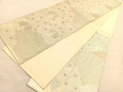 平和屋着物◎六通柄袋帯　唐織　孔雀　金銀糸　やまとオリジナル　正絹　逸品　BAAV1793hv