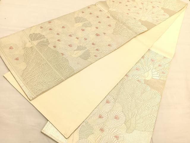 平和屋着物◎六通柄袋帯　唐織　孔雀　金銀糸　やまとオリジナル　正絹　逸品　BAAV1793hv