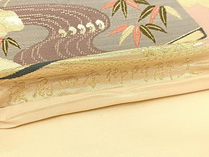 平和屋着物◎六通柄袋帯 唐織 慶扇四季御所解文 金糸 正絹 逸品 BAAV1794hv