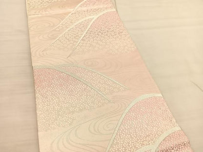 平和屋着物◎六通柄袋帯 唐織 山桜流水文 銀糸 正絹 逸品 BAAV1795hv