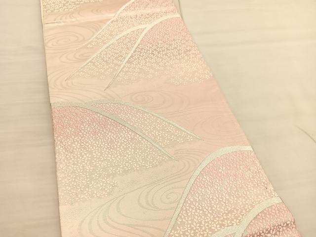 平和屋着物◎六通柄袋帯 唐織 山桜流水文 銀糸 正絹 逸品 BAAV1795hv