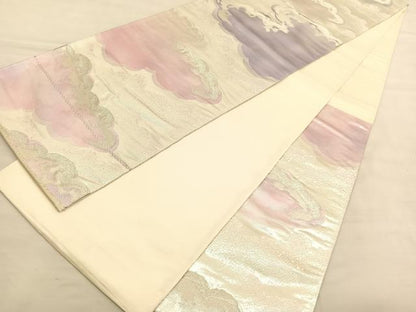 平和屋着物◎六通柄袋帯　唐織　瑞雲　銀糸　正絹　逸品　BAAV1797hv