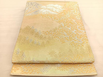 平和屋着物◎六通柄袋帯 遠山樹林文 金銀糸 正絹 逸品 BAAV1804hv