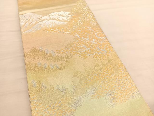 平和屋着物◎六通柄袋帯 遠山樹林文 金銀糸 正絹 逸品 BAAV1804hv