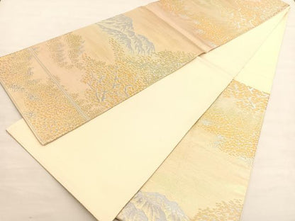 平和屋着物◎六通柄袋帯 遠山樹林文 金銀糸 正絹 逸品 BAAV1804hv