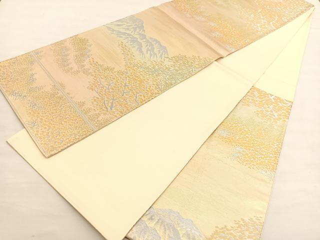 平和屋着物◎六通柄袋帯 遠山樹林文 金銀糸 正絹 逸品 BAAV1804hv
