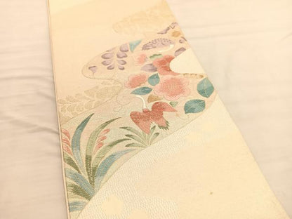 平和屋着物◎六通柄袋帯 唐織 花鳥文 金糸 正絹 逸品 BAAV1808hv