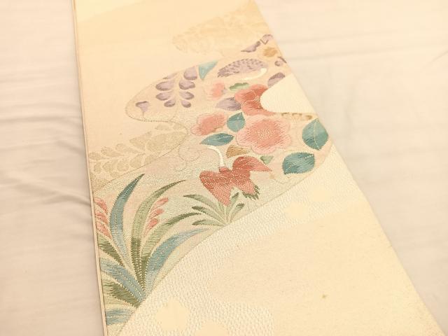 平和屋着物◎六通柄袋帯 唐織 花鳥文 金糸 正絹 逸品 BAAV1808hv