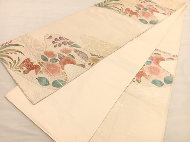 平和屋着物◎六通柄袋帯 唐織 花鳥文 金糸 正絹 逸品 BAAV1808hv