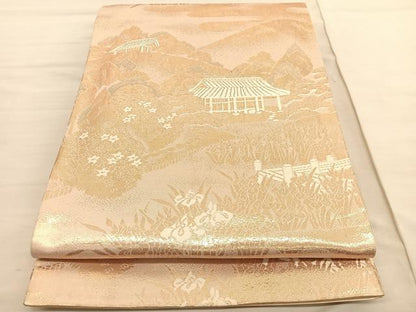 平和屋着物◎西陣 六通柄袋帯 京名所 桂璃宮 金糸 正絹 逸品 BAAV1817hv