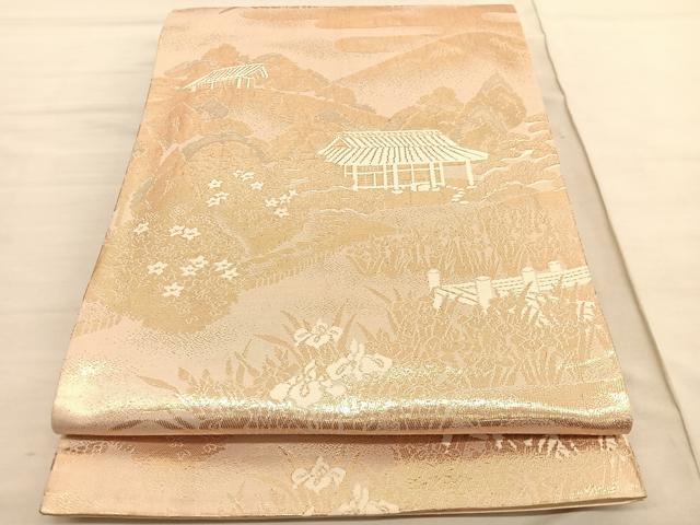 平和屋着物◎西陣 六通柄袋帯 京名所 桂璃宮 金糸 正絹 逸品 BAAV1817hv