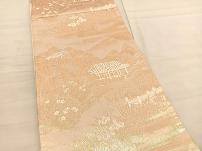 平和屋着物◎西陣 六通柄袋帯 京名所 桂璃宮 金糸 正絹 逸品 BAAV1817hv
