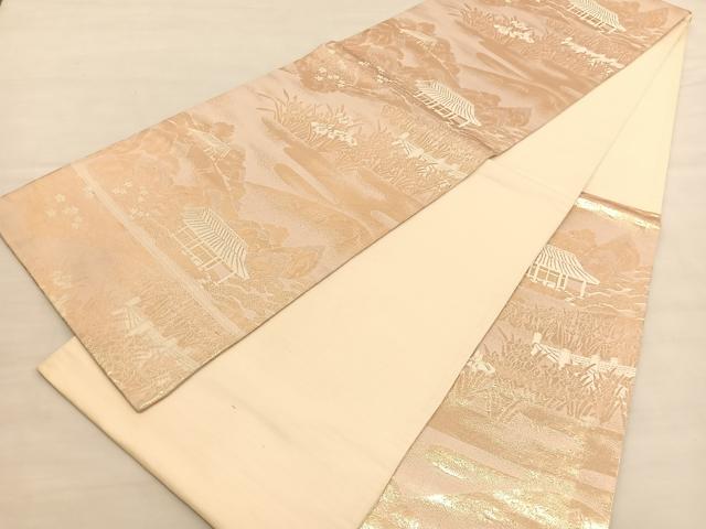 平和屋着物◎西陣 六通柄袋帯 京名所 桂璃宮 金糸 正絹 逸品 BAAV1817hv