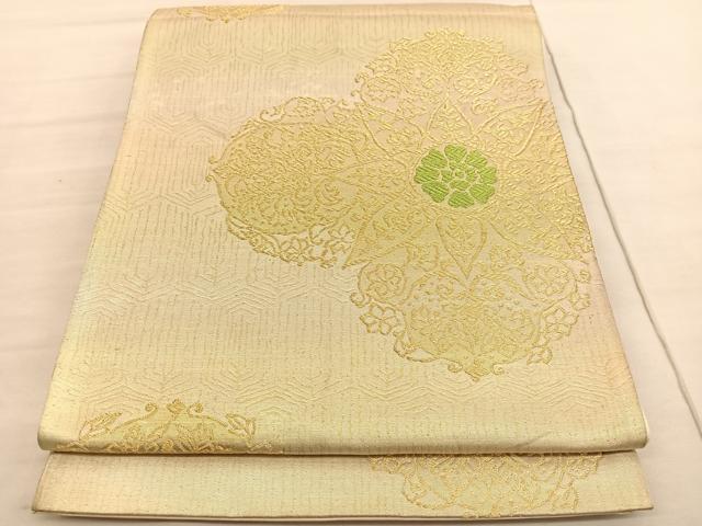 平和屋着物◎六通柄袋帯　飾花文　金糸　正絹　逸品　BAAV1822hv
