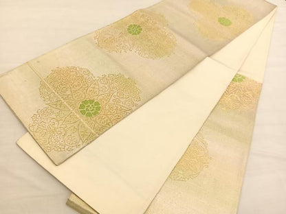 平和屋着物◎六通柄袋帯　飾花文　金糸　正絹　逸品　BAAV1822hv