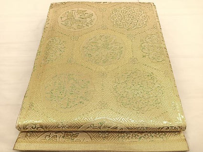 平和屋着物◎佐賀錦 全通柄袋帯 花喰鳥亀甲花蝶文 金糸 正絹 逸品 BAAV1830hv