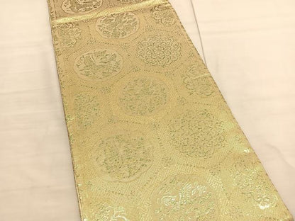 平和屋着物◎佐賀錦 全通柄袋帯 花喰鳥亀甲花蝶文 金糸 正絹 逸品 BAAV1830hv