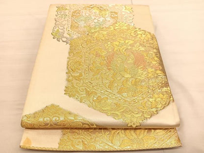 平和屋着物◎六通柄袋帯 鳳凰亀甲花唐草文 金銀糸 正絹 逸品 BAAV1831hv