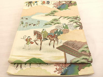 平和屋着物◎六通柄袋帯 唐織 大井乃波 金糸 正絹 逸品 BAAV1833hv