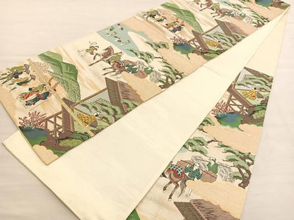 平和屋着物◎六通柄袋帯 唐織 大井乃波 金糸 正絹 逸品 BAAV1833hv