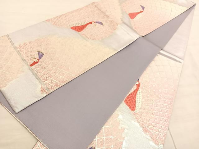 平和屋着物◎六通柄袋帯 唐織 孔雀 金銀糸 正絹 逸品 BAAV1849hv