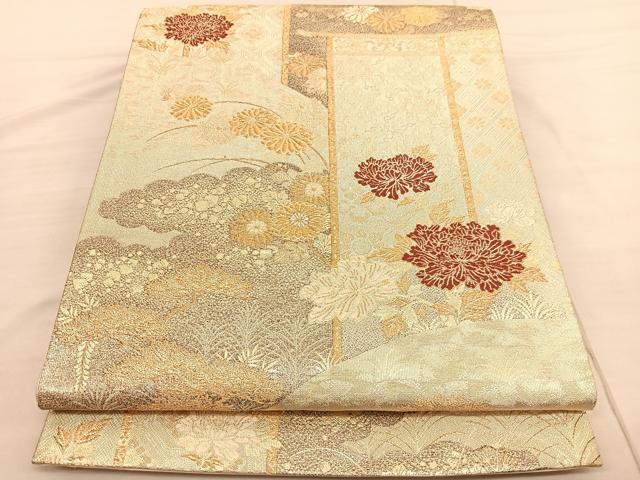 平和屋着物◎九百佐賀錦 六通柄袋帯 唐織 蒔絵 金糸 正絹 逸品 BAAV1852hv