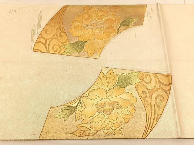 平和屋着物◎太鼓柄袋帯 扇面花文 金銀彩 正絹 逸品 BAAV1853hv