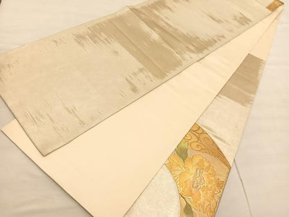 平和屋着物◎太鼓柄袋帯 扇面花文 金銀彩 正絹 逸品 BAAV1853hv
