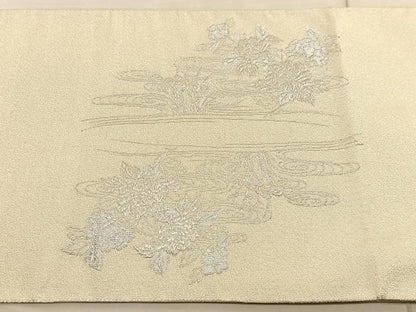 平和屋着物◎太鼓柄袋帯 綴れ 孔雀流水花文 プラチナ箔 正絹 逸品 未使用 BAAV1854hv