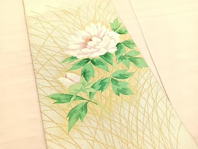 平和屋着物◎太鼓柄袋帯 綴れ 牡丹 金銀糸 正絹 逸品 BAAV1856hv