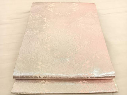 平和屋着物◎両面 全通柄袋帯 花菱文 銀糸 正絹 逸品 BAAV1864hv
