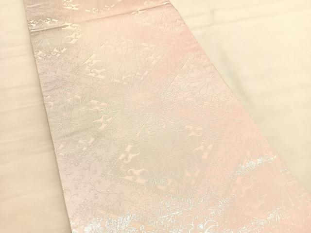 平和屋着物◎両面 全通柄袋帯 花菱文 銀糸 正絹 逸品 BAAV1864hv