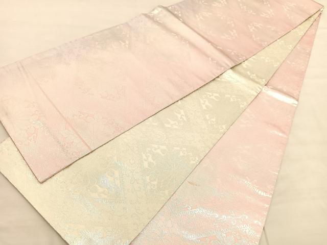 平和屋着物◎両面 全通柄袋帯 花菱文 銀糸 正絹 逸品 BAAV1864hv