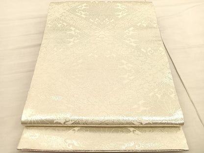 平和屋着物◎両面 全通柄袋帯 花菱文 銀糸 正絹 逸品 BAAV1864hv