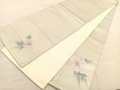 平和屋着物◎太鼓柄袋帯 手描き 牡丹 引箔 正絹 逸品 BAAV1868hv