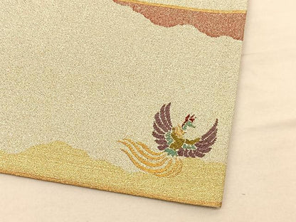 平和屋着物◎六通柄袋帯 綴れ 霞文 ワンポイント：鳳凰 金銀糸 正絹 逸品 BAAV1878hv