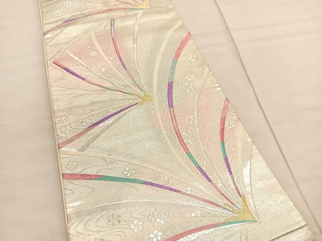 平和屋着物◎六通柄袋帯 唐織 飛鶴梅流し 金銀糸 正絹 逸品 BAAV1881hv