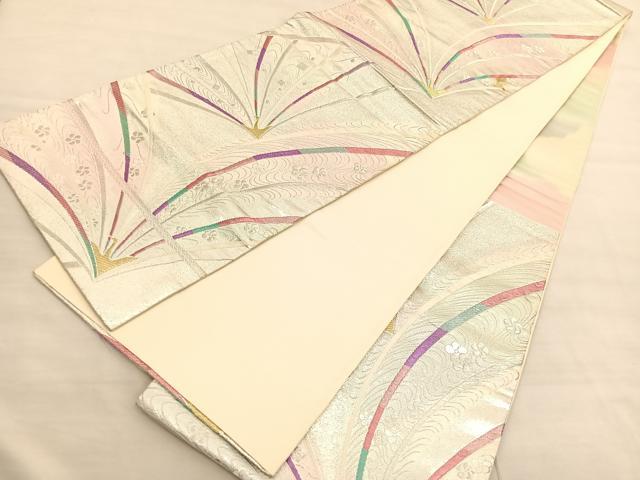 平和屋着物◎六通柄袋帯 唐織 飛鶴梅流し 金銀糸 正絹 逸品 BAAV1881hv