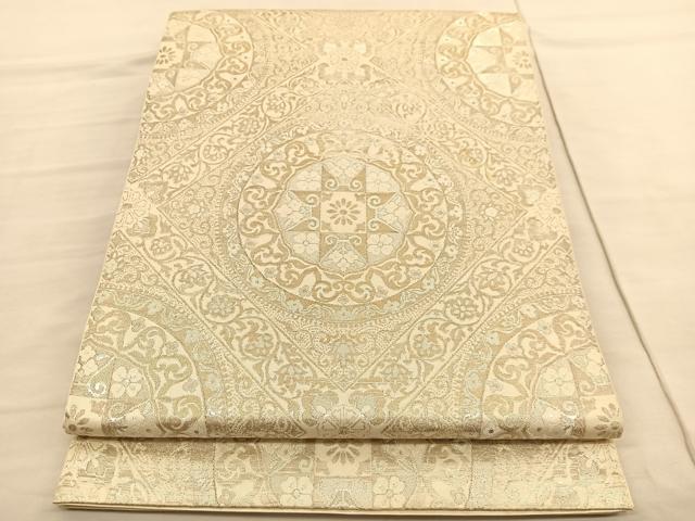 平和屋着物◎六通柄 本袋帯 菱天井花丸文 二重箔 正絹 逸品 BAAV1884hv