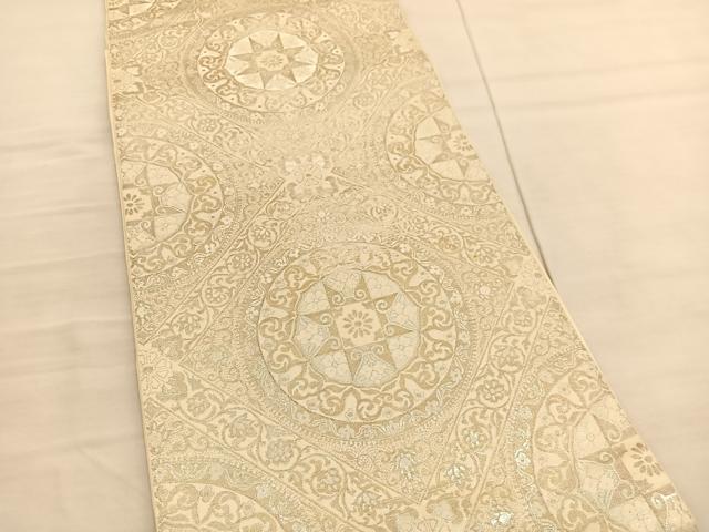 平和屋着物◎六通柄 本袋帯 菱天井花丸文 二重箔 正絹 逸品 BAAV1884hv