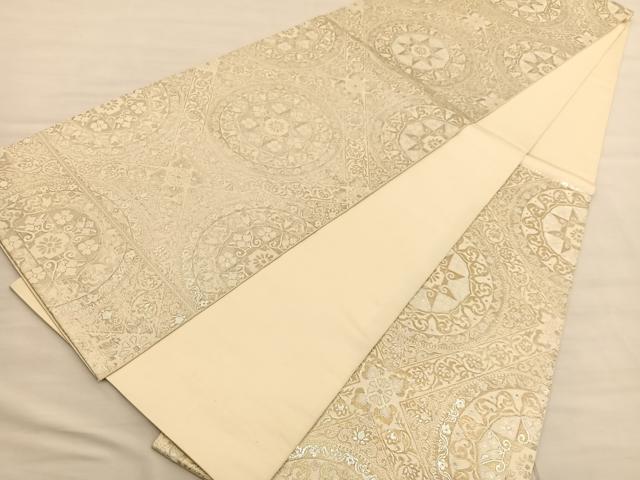 平和屋着物◎六通柄 本袋帯 菱天井花丸文 二重箔 正絹 逸品 BAAV1884hv