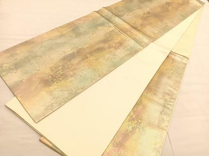 平和屋着物◎六通柄袋帯　石畳文様　金銀糸　引箔　正絹　逸品　BAAV1891hv