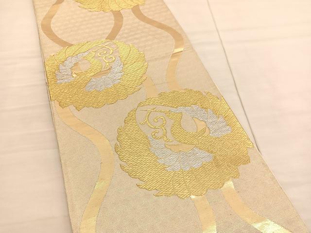 平和屋着物◎六通柄袋帯 立波鶴文 金銀糸 正絹 逸品 BAAV1898hv